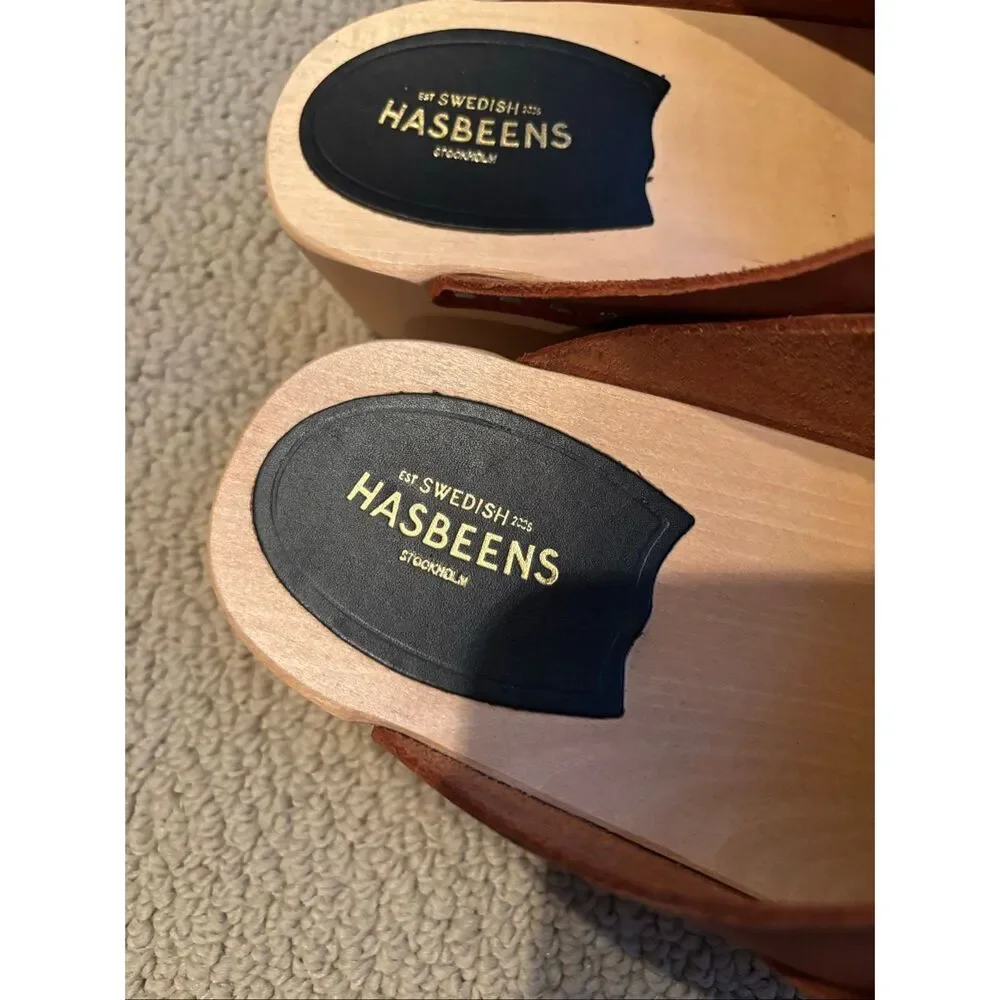 Swedish Hasbeens Husband Clogs in Cognac - Picture 3 of 6